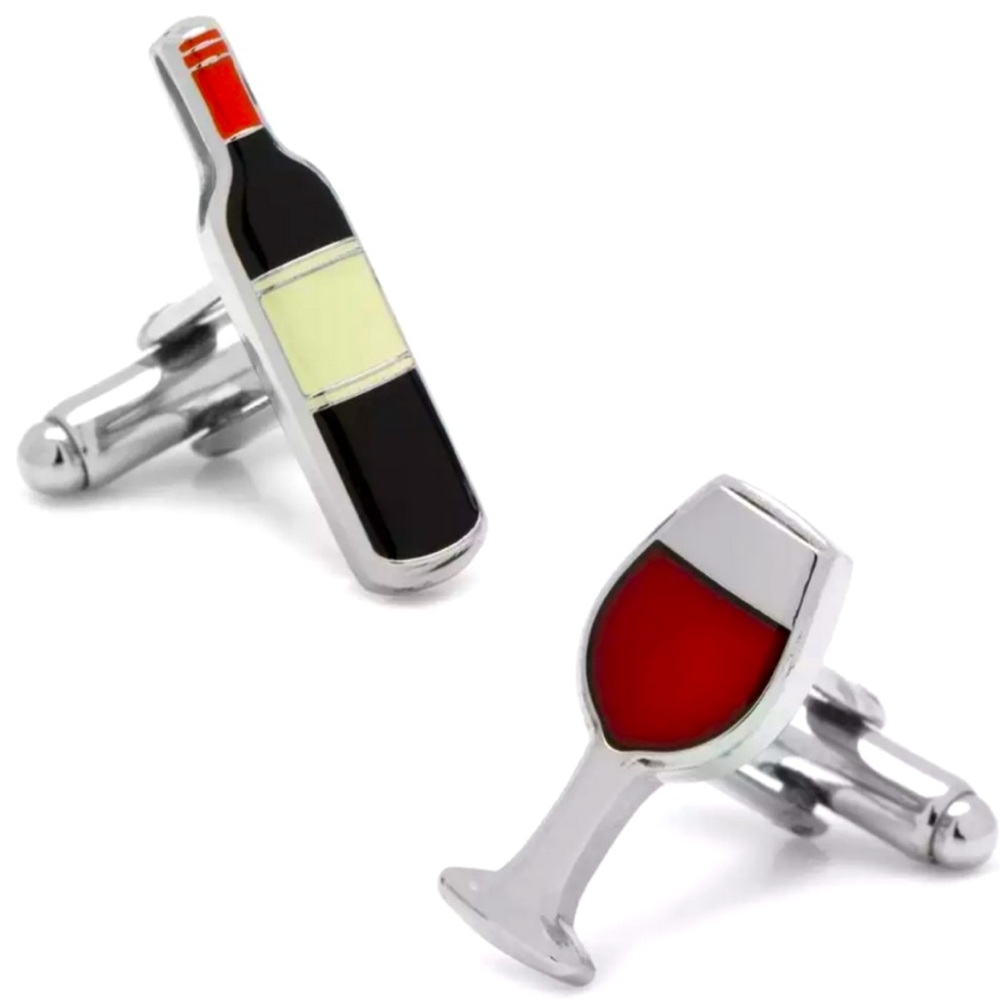 🍷 Red Wine bottle & glass Cufflinks
